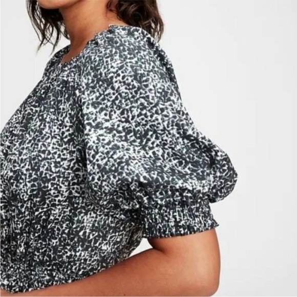 NEW GAP‎ | Puff Sleeve Black and White Smocked Waist Dress | Women’s Large - Picture 3 of 12